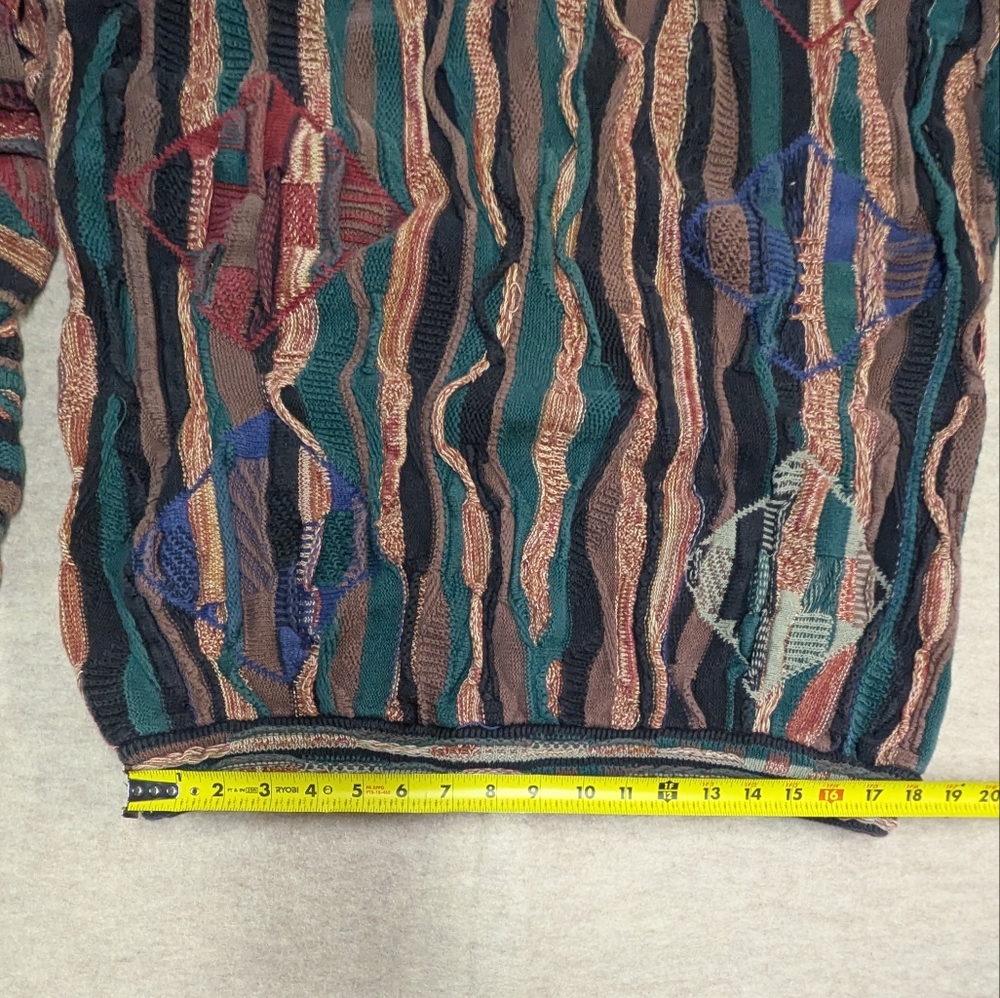 COOGI style Croft & Barrow Multicolor 3D Texture Knit Diamond Crewneck XL Unisex - Picture 4 of 8